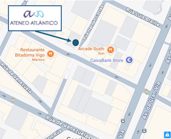 Mapa contacto ubicacion Ateneo rúa Hernán Cortés